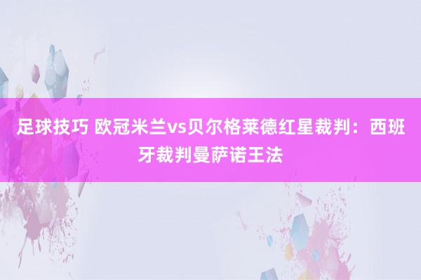 足球技巧 欧冠米兰vs贝尔格莱德红星裁判：西班牙裁判曼萨诺王法