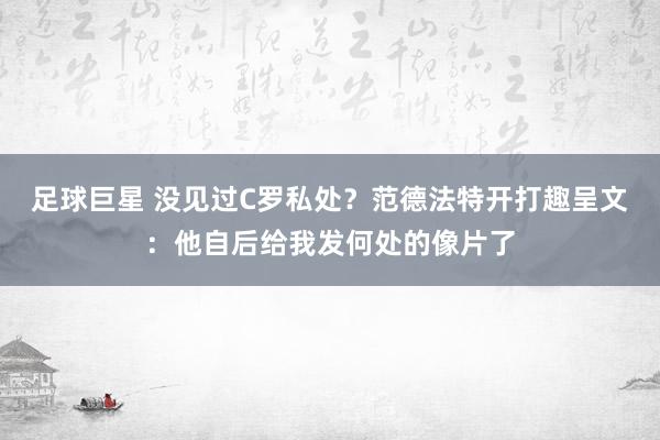 足球巨星 没见过C罗私处？范德法特开打趣呈文：他自后给我发何处的像片了