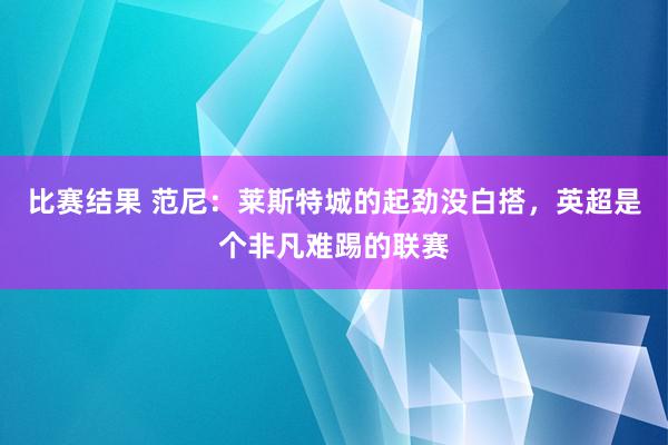 比赛结果 范尼：莱斯特城的起劲没白搭，英超是个非凡难踢的联赛