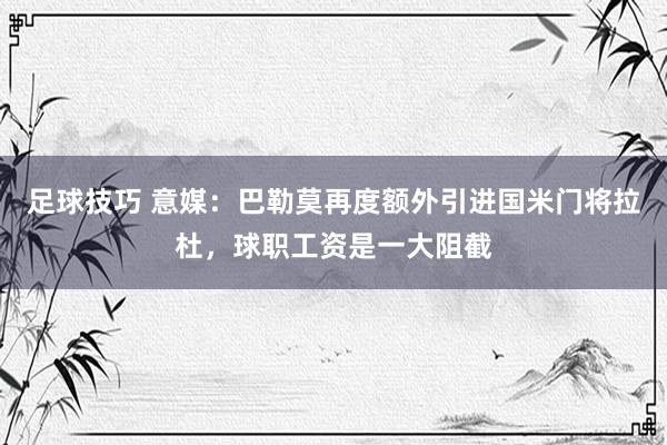 足球技巧 意媒：巴勒莫再度额外引进国米门将拉杜，球职工资是一大阻截